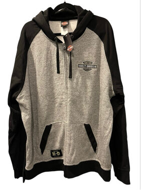 Harley Davidson NWT Men's Size 3XL Colorblock Full Zip Hoodie Biker Casual Soft